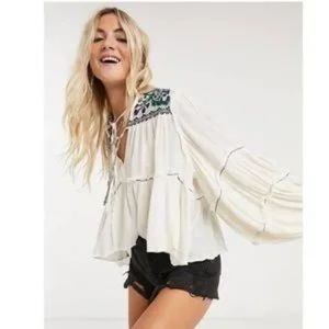 Free People NWT In Vivid Color Peasant Blouse